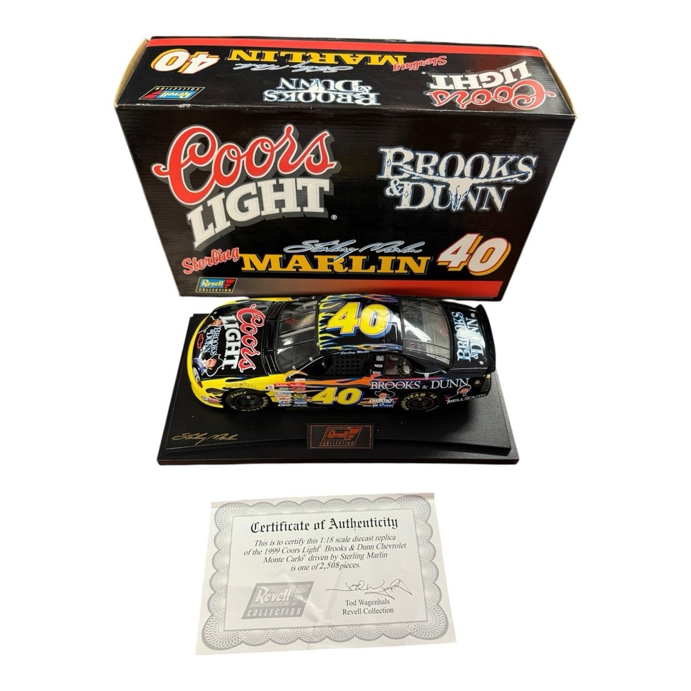 Revell Sterling Marlin 40 Coors Light Brooks Dunn 1999 1:18 Diecast With COA